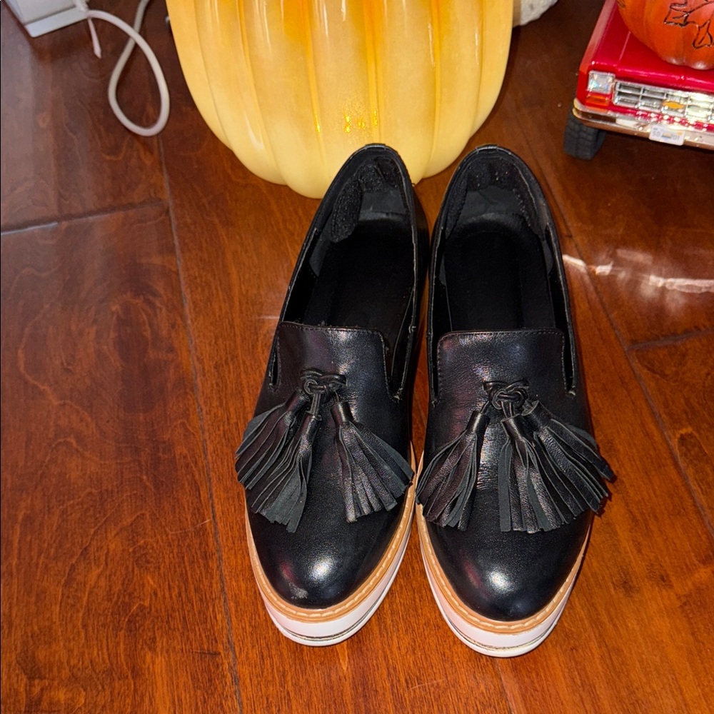 Black Tassel Loafers for Women